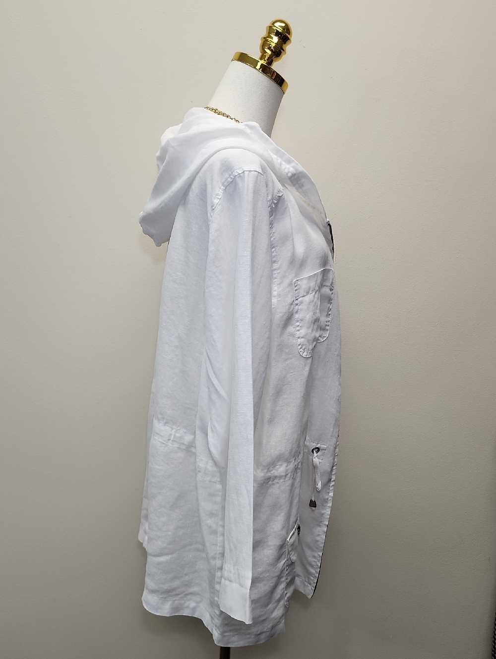 Cynthia Rowley White Hooded Utility Jacket Linen Blend Size 1X - Picture 4 of 9